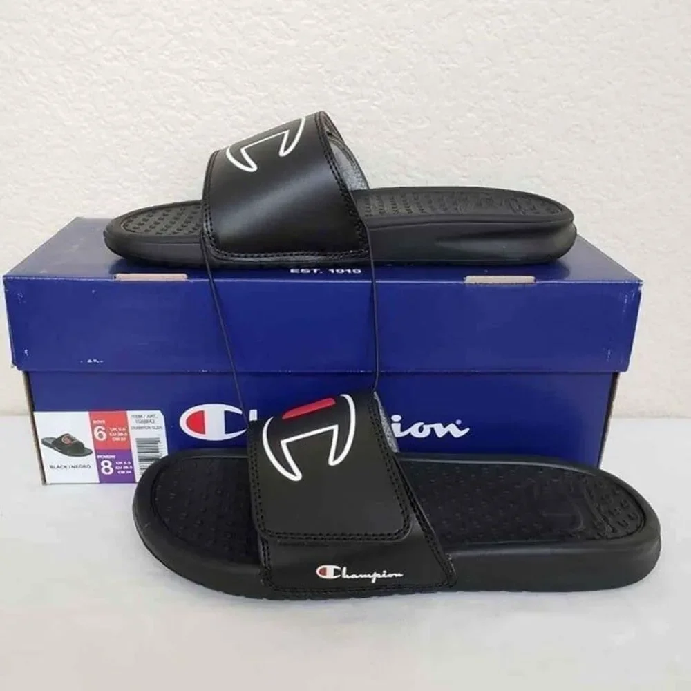New‎ Champion Unisex Slides Sandals Black Men's Size 6 (Women's Size 8)